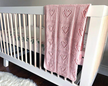 Baby Lace Heart Motif Afghan Knitting Pattern