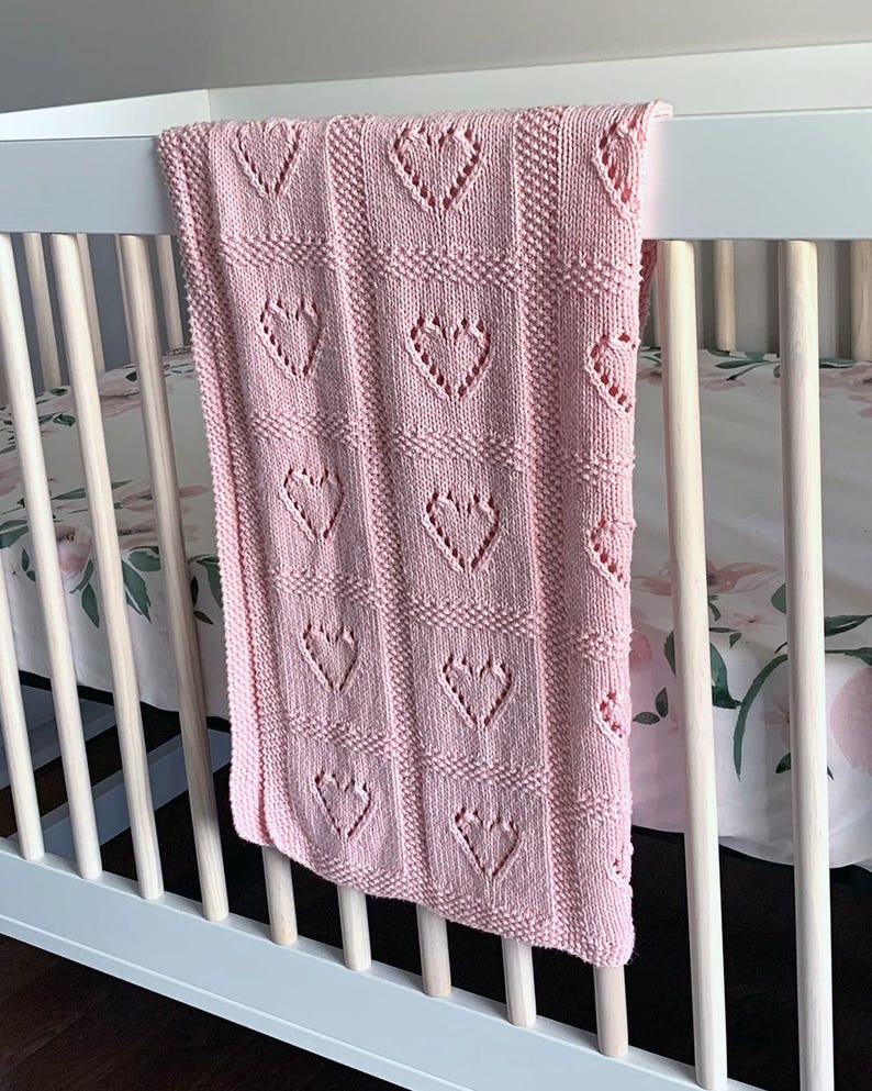 Baby Lace Heart Motif Afghan Knitting Pattern