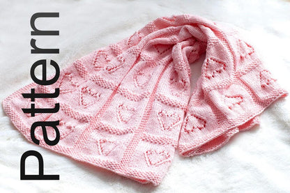 Baby Lace Heart Motif Afghan Knitting Pattern