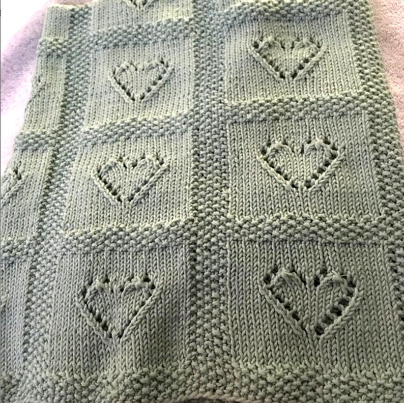 Baby Lace Heart Motif Afghan Knitting Pattern