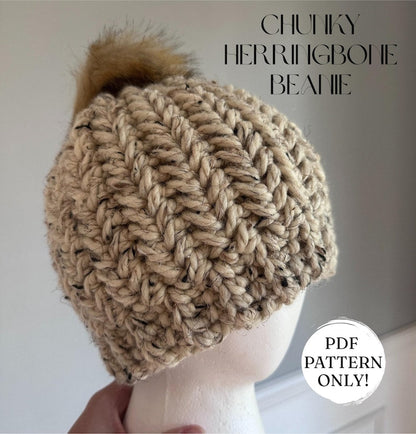 Chunky Herringbone Beanie Crochet Pattern