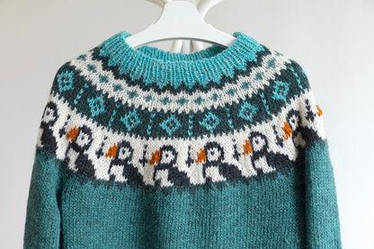 Puffin Birds Icelandic Lopapeysa Sweater Knitting Pattern
