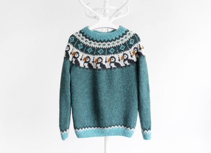 Puffin Birds Icelandic Lopapeysa Sweater Knitting Pattern