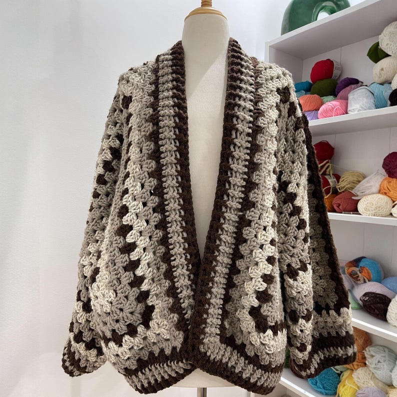 Hexagon Granny Square Cardigan Crochet Pattern