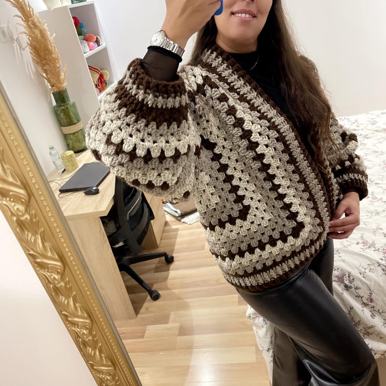 Hexagon Granny Square Cardigan Crochet Pattern