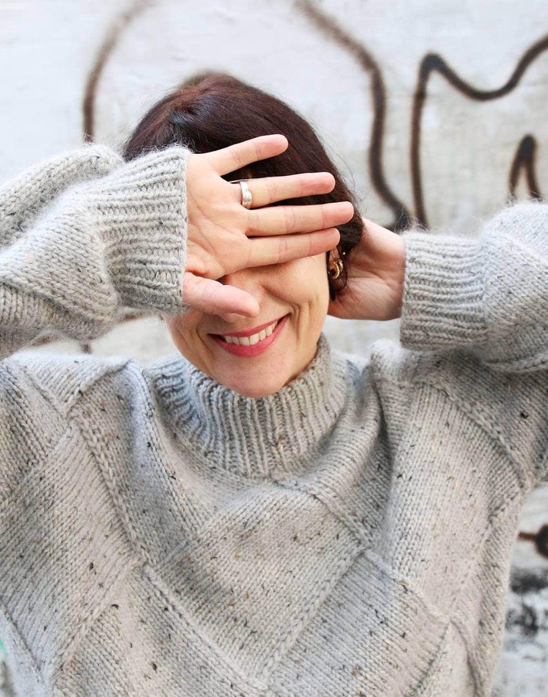 Entrelac Basketweave Sweater Knitting Pattern