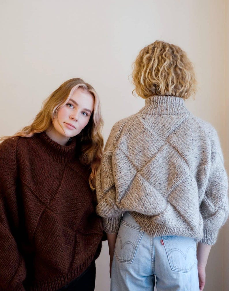 Entrelac Basketweave Sweater Knitting Pattern