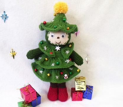 Holiday tree doll toy knitting pattern