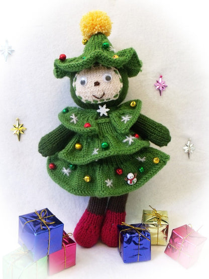 Holiday tree doll toy knitting pattern