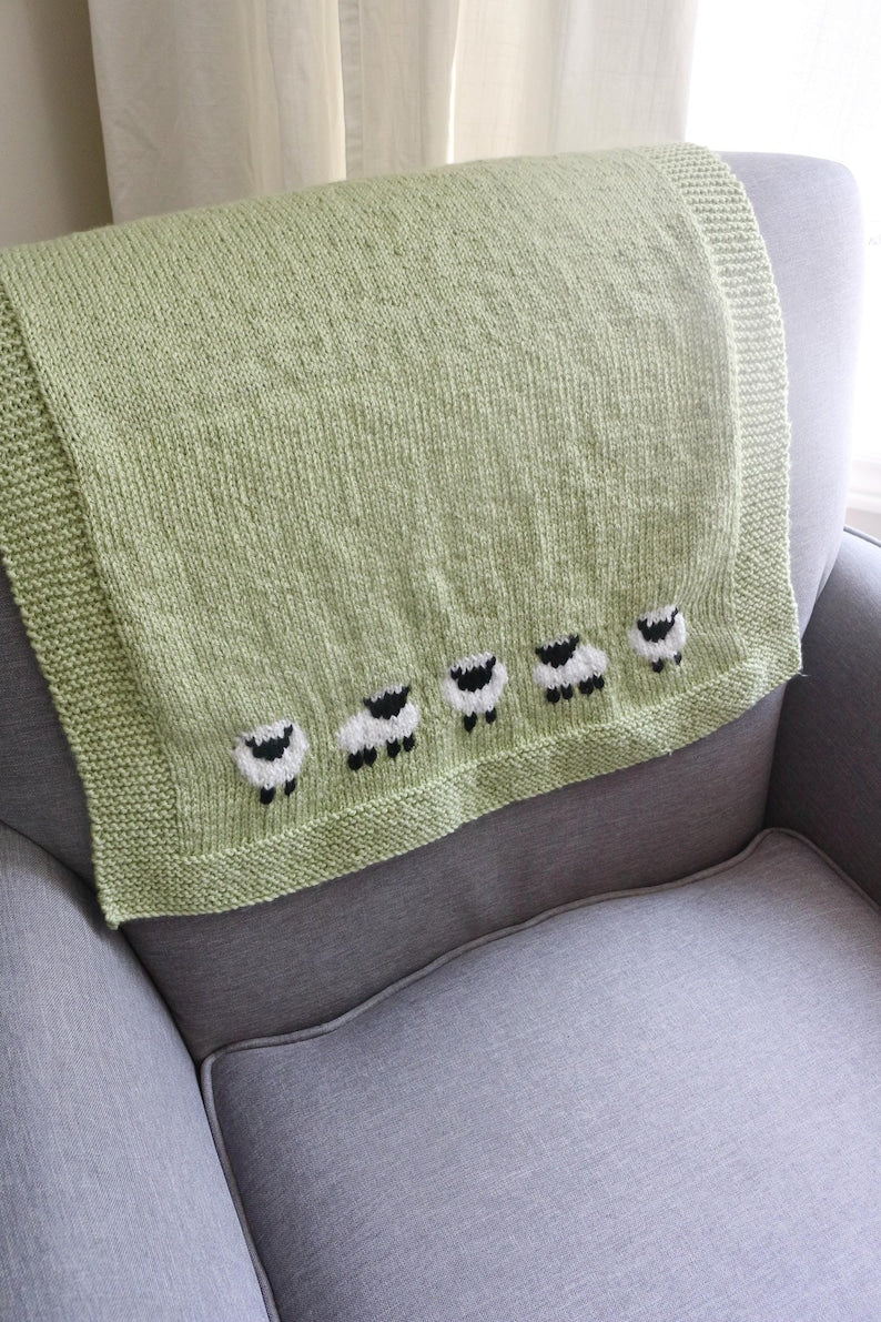 Lamb Motif Baby Blanket PDF Pattern