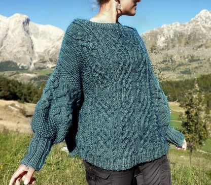 Classic Aran knitted jumper pattern