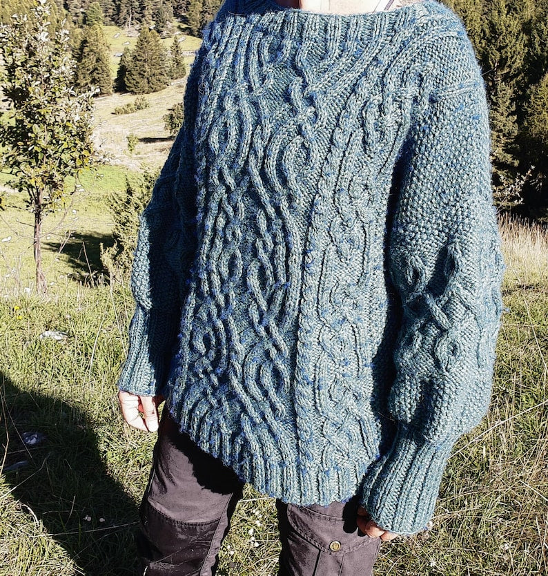 Classic Aran knitted jumper pattern