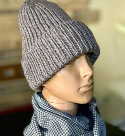 Cuffed Ribbed Beanie Knitting Pattern