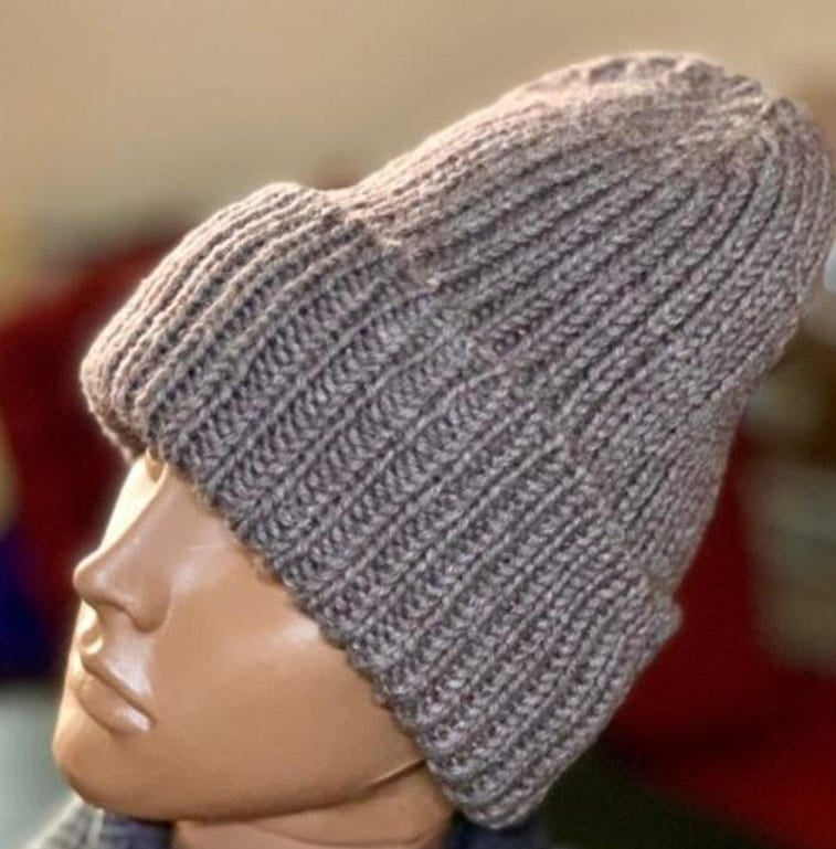 Cuffed Ribbed Beanie Knitting Pattern