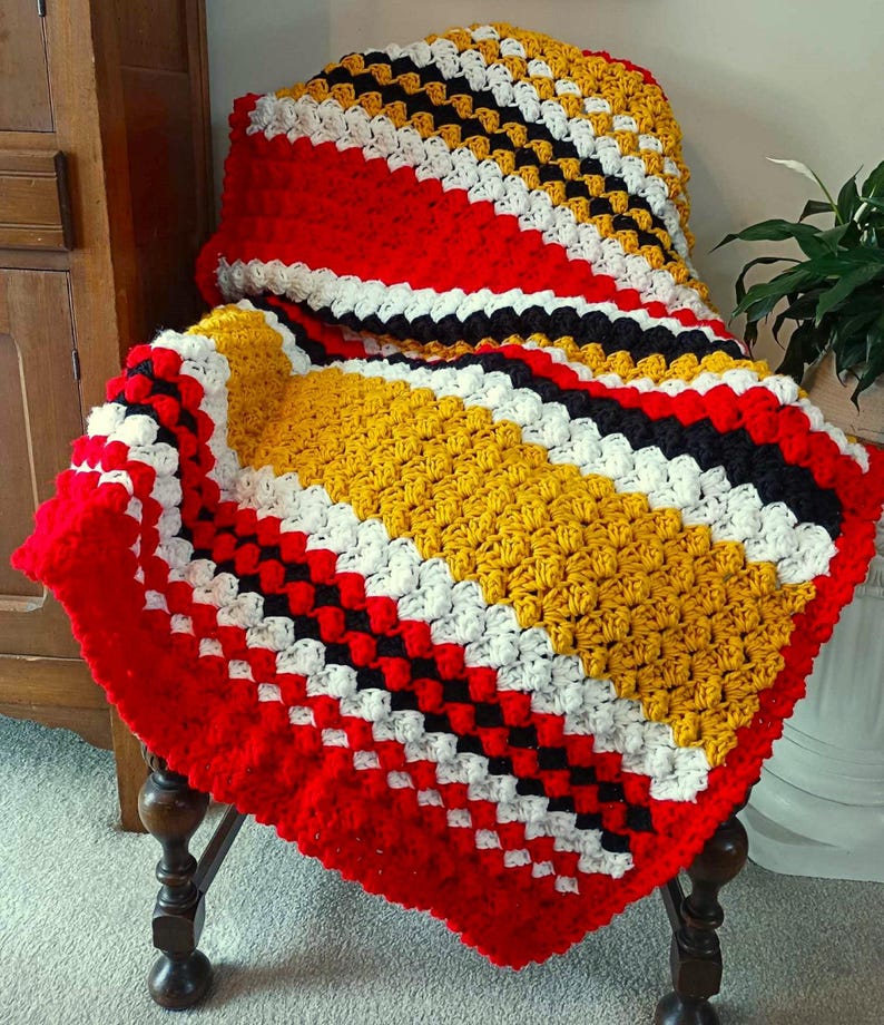 Crochet Blanket Pattern, Game On Bulky Blanket