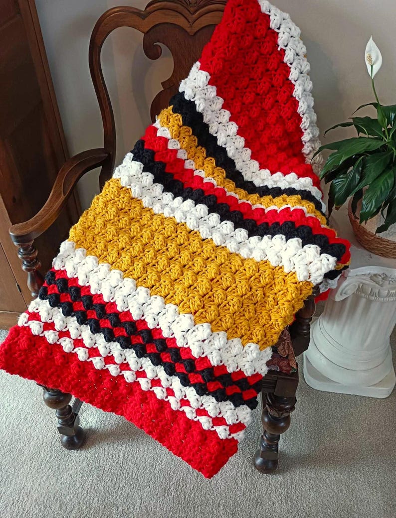 Crochet Blanket Pattern, Game On Bulky Blanket