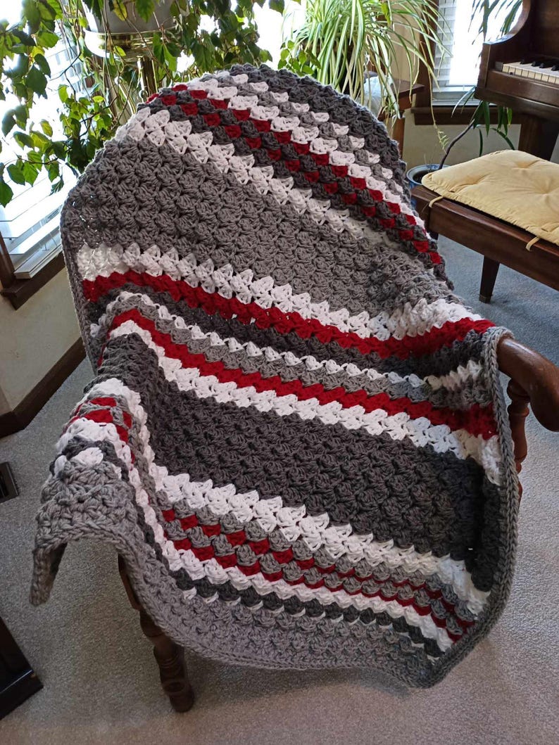 Crochet Blanket Pattern, Game On Bulky Blanket