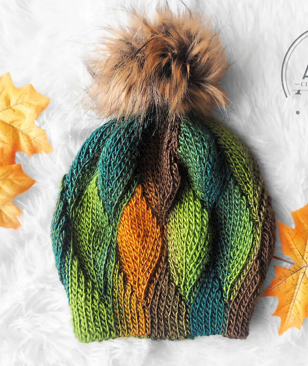 Leafy Knit-Look Slouchy Beanie Crochet Pattern