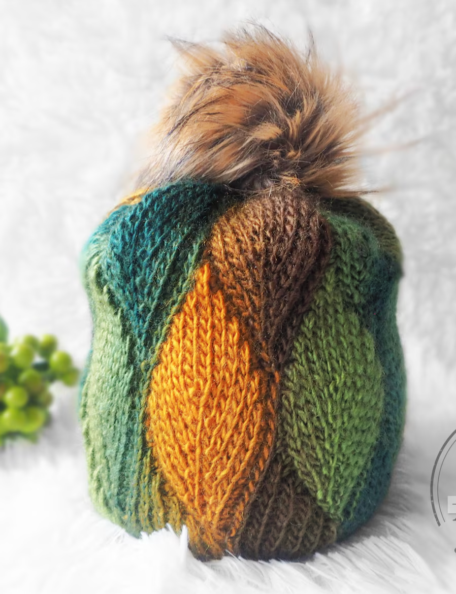 Leafy Knit-Look Slouchy Beanie Crochet Pattern
