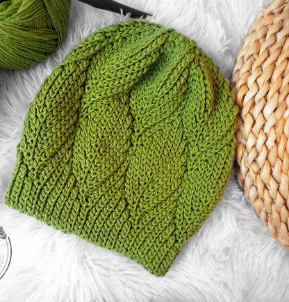 Leafy Knit-Look Slouchy Beanie Crochet Pattern