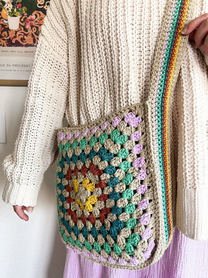 crochet Granny Square Crossbody Bag