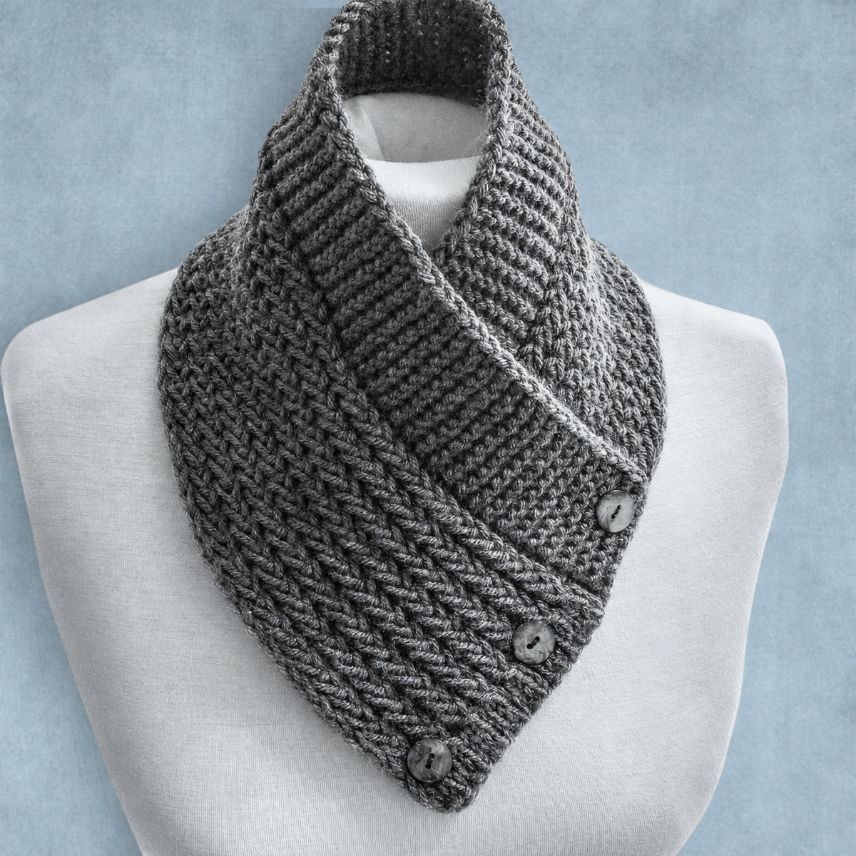 Buttoned Scarf Cowl Knitting Pattern