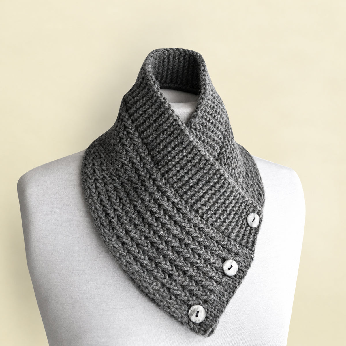 Buttoned Scarf Cowl Knitting Pattern