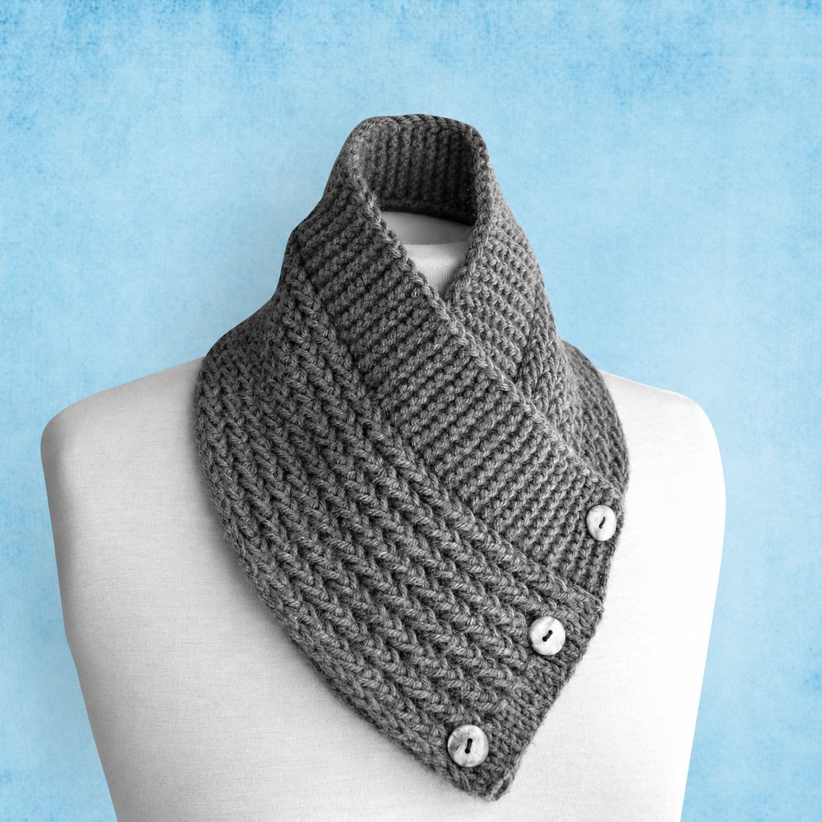 Buttoned Scarf Cowl Knitting Pattern