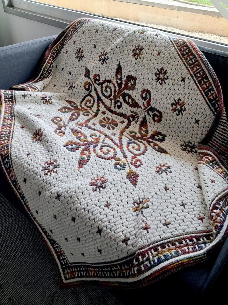 Floralicious Overlay Mosaic Crochet Blanket Pattern