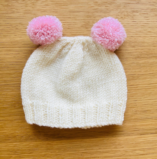 Pompom Beanie Hat Knitting Pattern