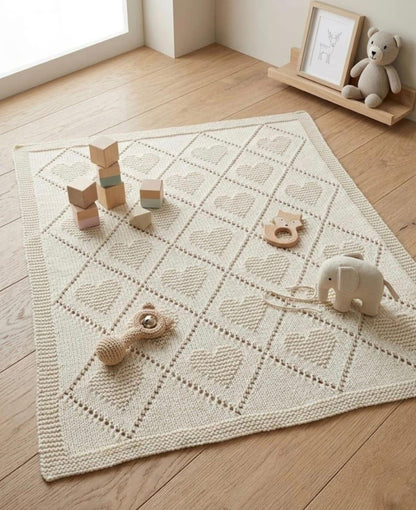Knit baby blanket HEART Pattern