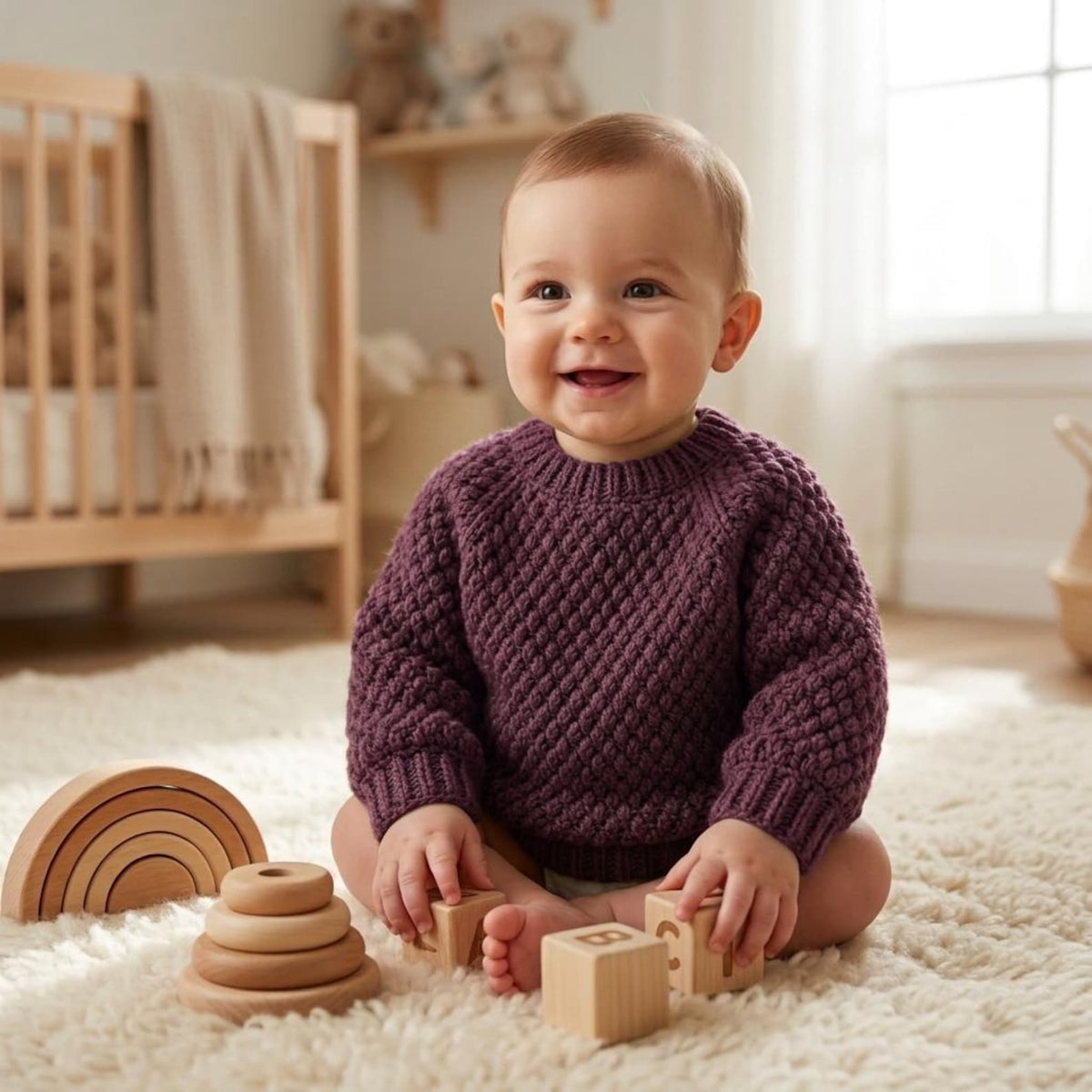 Alpine Stitch Baby Sweater Crochet Pattern