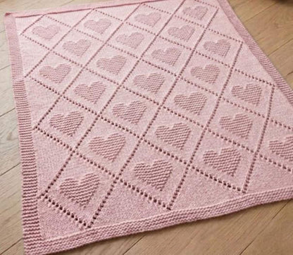 Knit baby blanket HEART Pattern