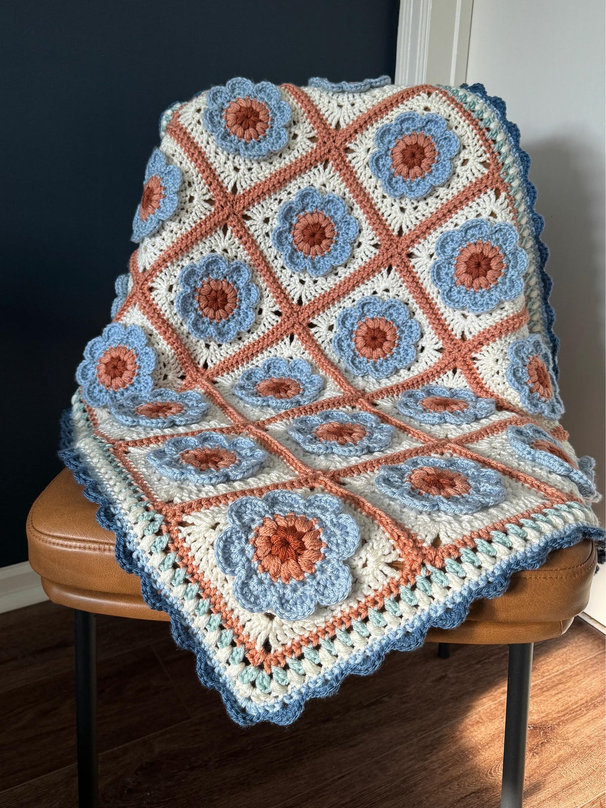 Finley Flower Granny Square Crochet Blanket Pattern