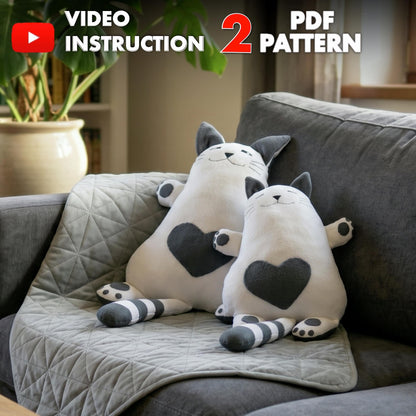 Cat Pillow Sewing Pattern PDF