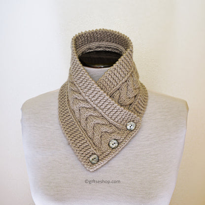 Knitting Pattern Button Cowl Scarf Knitting Pattern