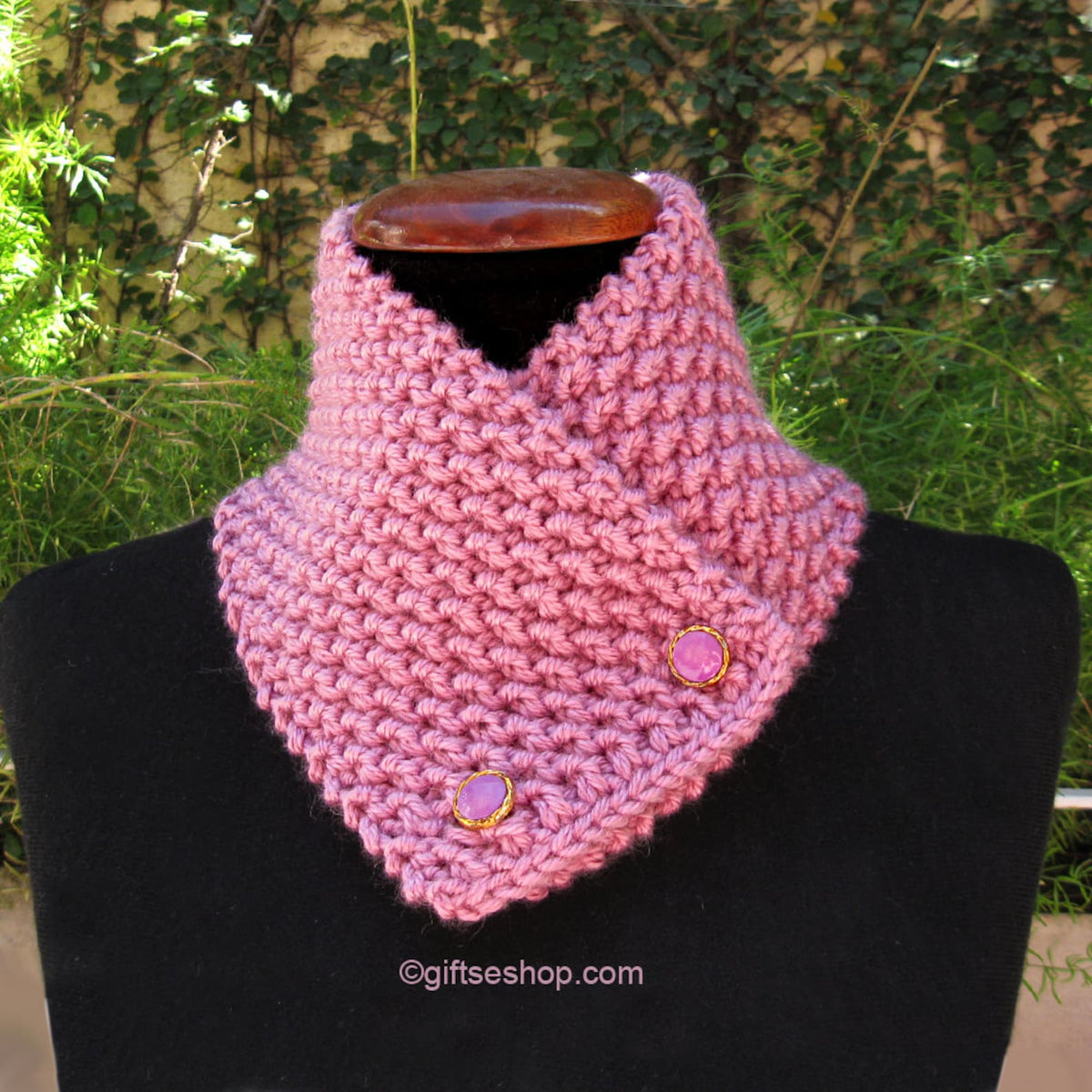 Knit Scarf Pattern- Cowl Knitting Pattern, Button Scarf, Knitted Cowl Pattern, Short Scarf, PDF N7 Knitting Pattern