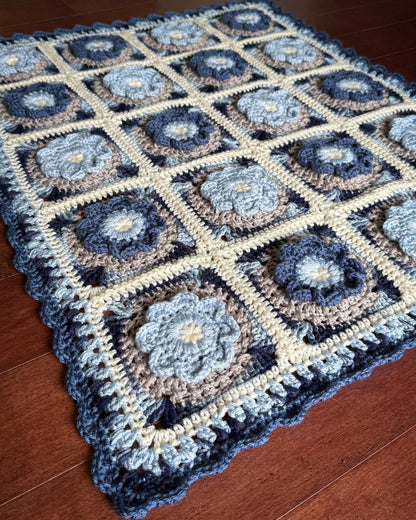 Finley Flower Granny Square Crochet Blanket Pattern