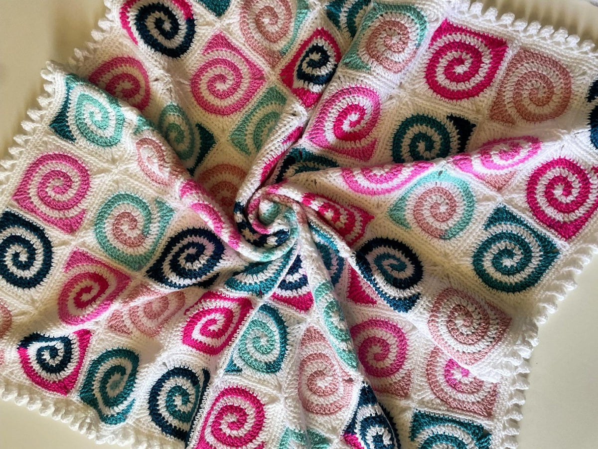 Crochet Pattern for Spiral Granny Square Baby Blanket