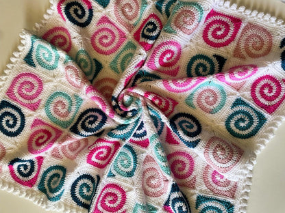 Crochet Pattern for Spiral Granny Square Baby Blanket