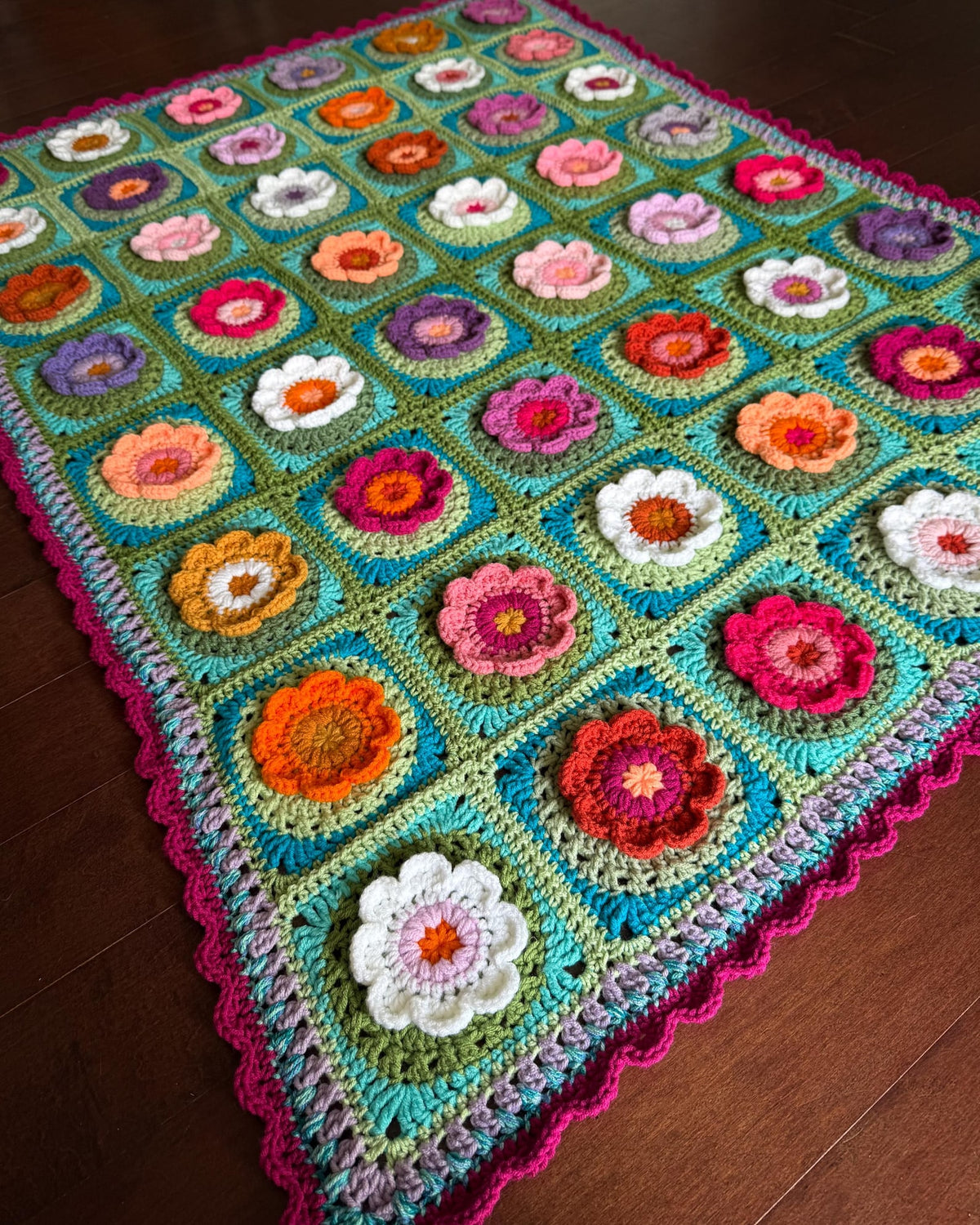 Finley Flower Granny Square Crochet Blanket Pattern