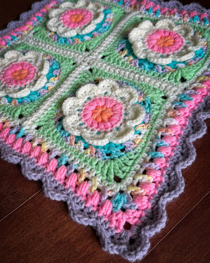 Finley Flower Granny Square Crochet Blanket Pattern