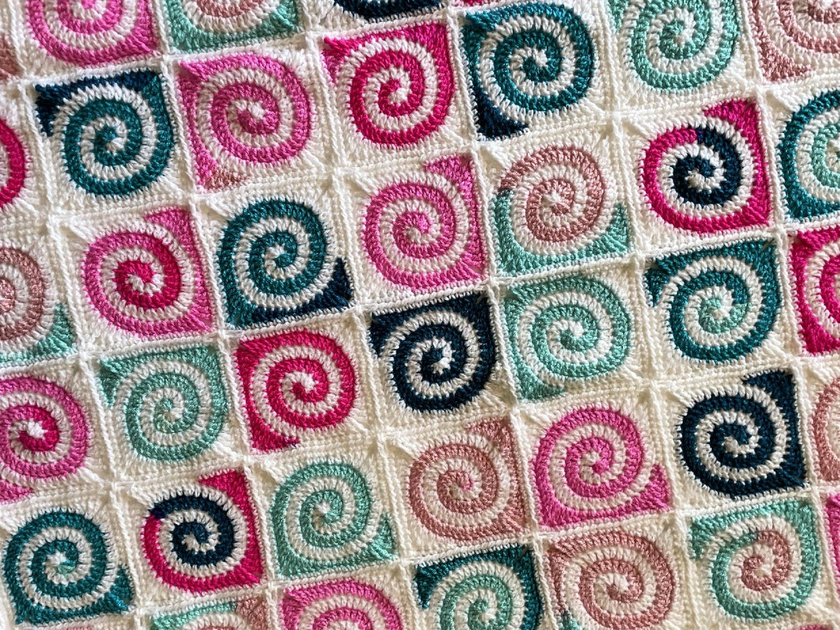 Crochet Pattern for Spiral Granny Square Baby Blanket