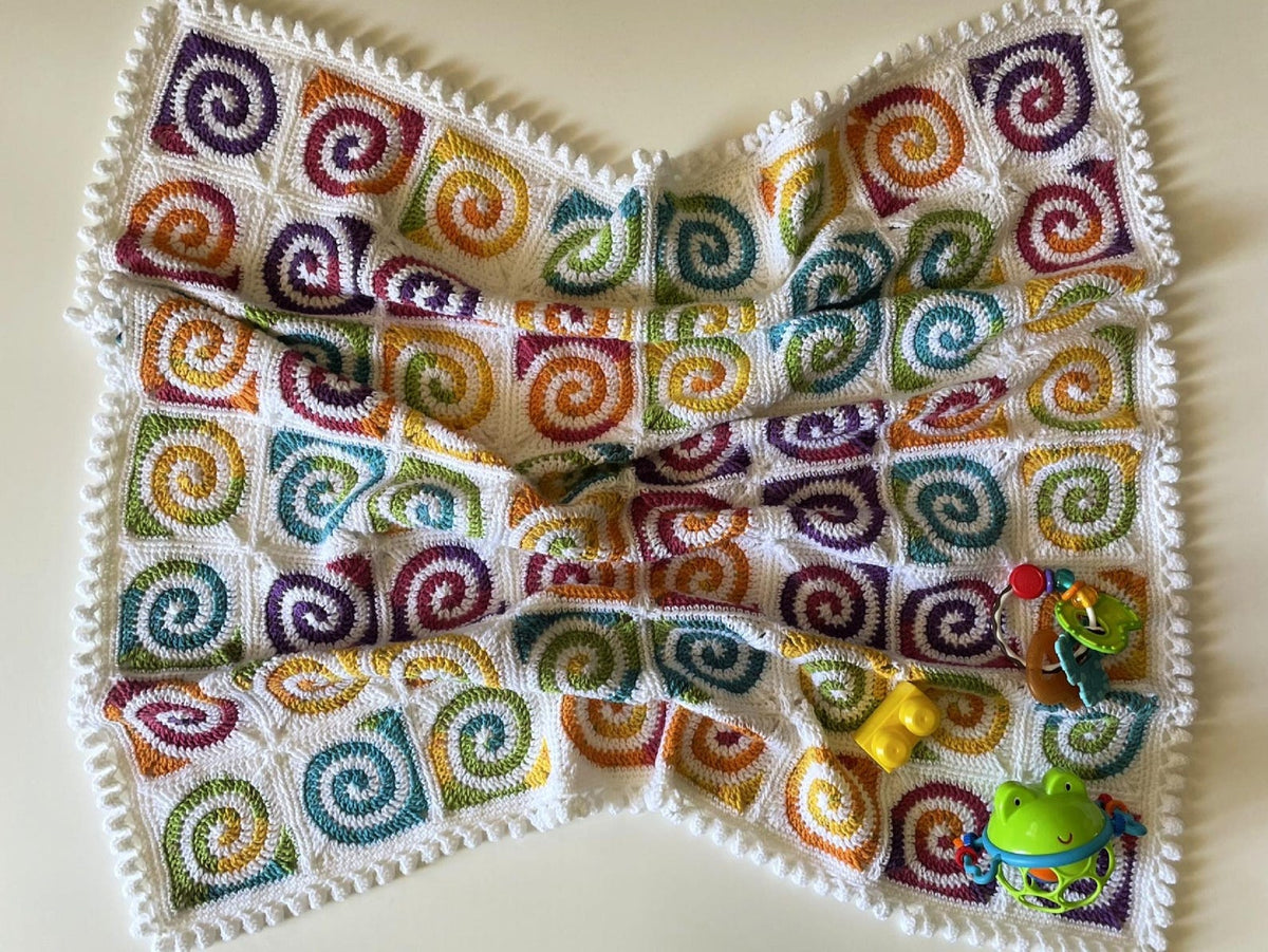 Crochet Pattern for Spiral Granny Square Baby Blanket