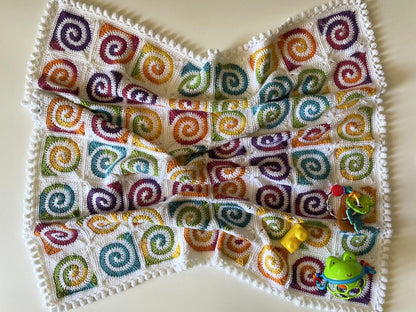 Crochet Pattern for Spiral Granny Square Baby Blanket