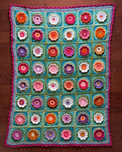 Finley Flower Granny Square Crochet Blanket Pattern