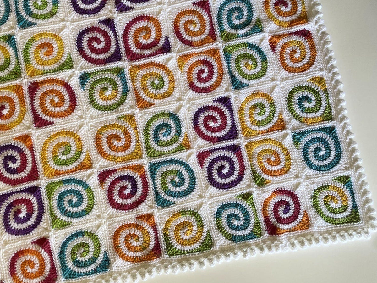 Crochet Pattern for Spiral Granny Square Baby Blanket