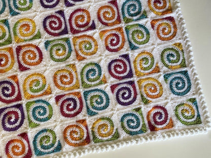 Crochet Pattern for Spiral Granny Square Baby Blanket