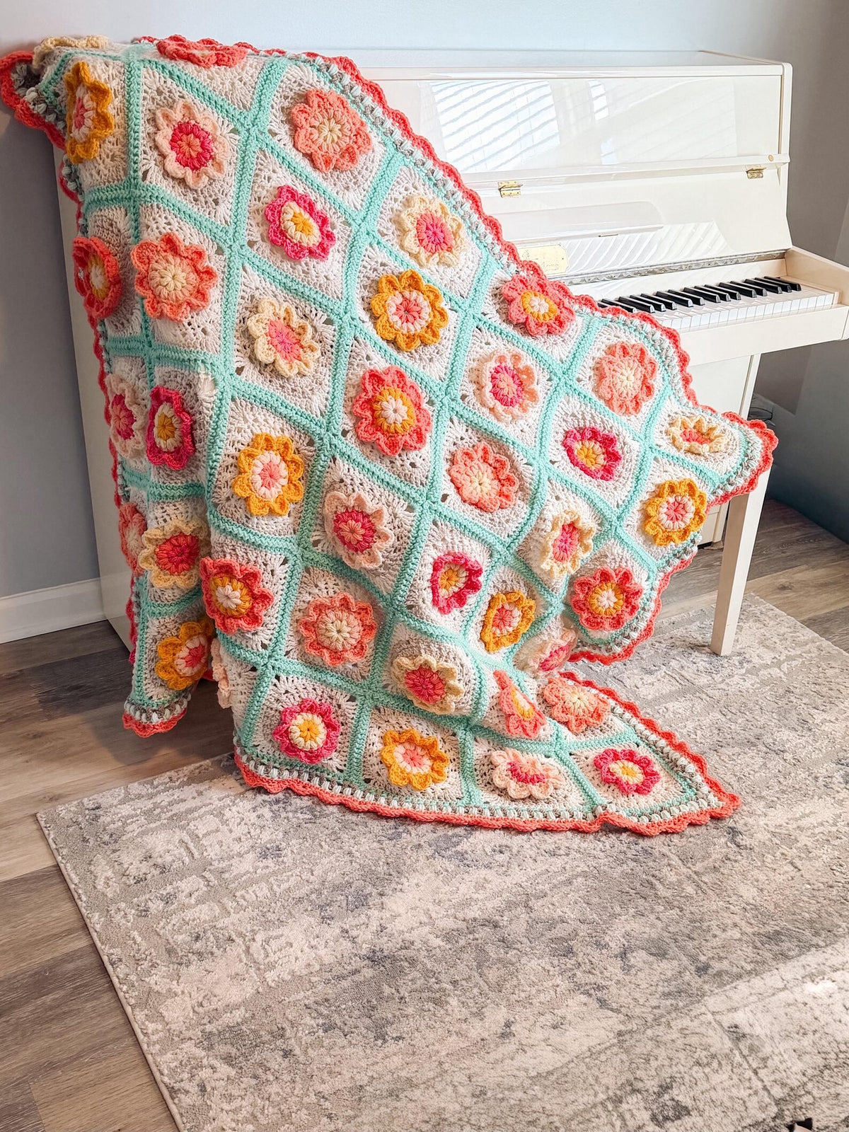 Finley Flower Granny Square Crochet Blanket Pattern